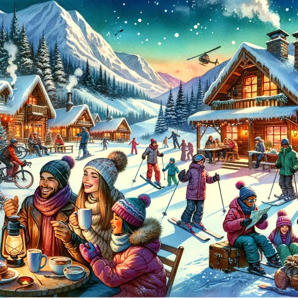 Après-Ski Activities 1 Enjoying hot cocoa by the fire after a day on the slopes