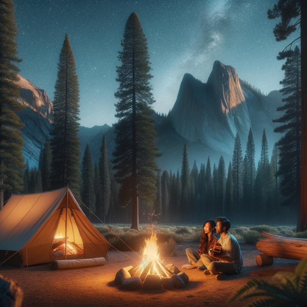 Backcountry Camping Adventure seekers practicing backcountry camping under the starry night sky