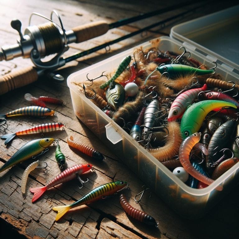Colorful fishing bait and lures for successful angling adventures