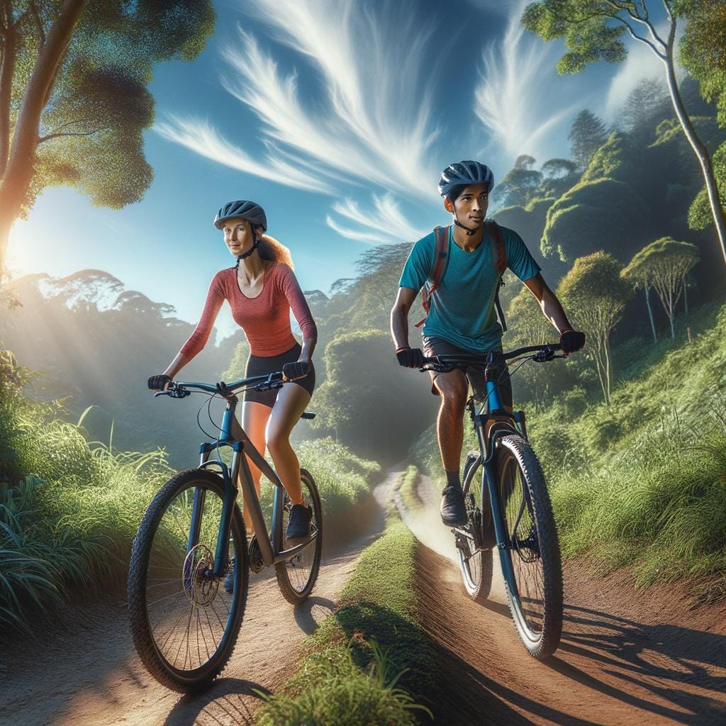 Cross-country biking through scenic landscapes, tread lightly on nature's trails