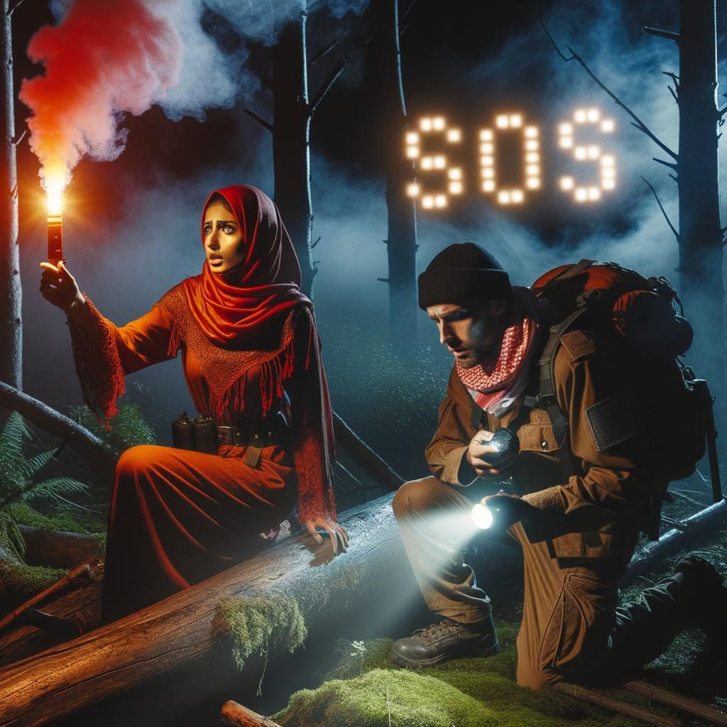 Emergency signaling device with bright flashing lights and loud alarm for safety preparedness