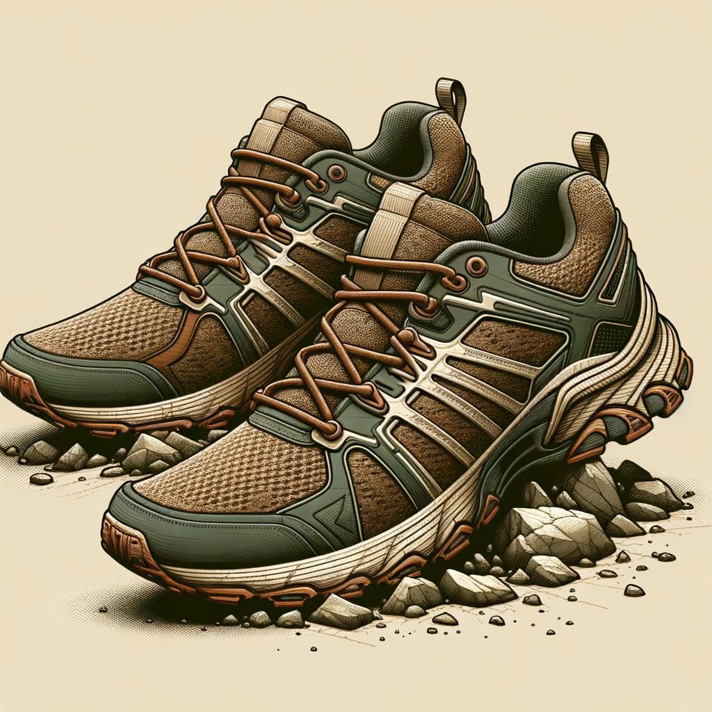 Footwear for Trail Running Trail-ready footwear for running on rugged terrain, designed for performance and durability