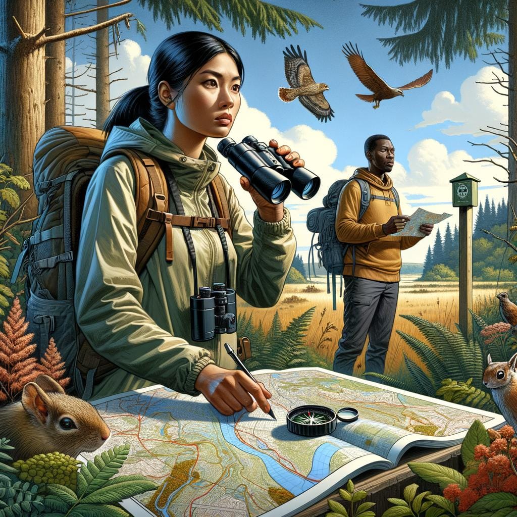 Images showing a GPS device and compass for GEOCACHING AND ORIENTEERING adventures