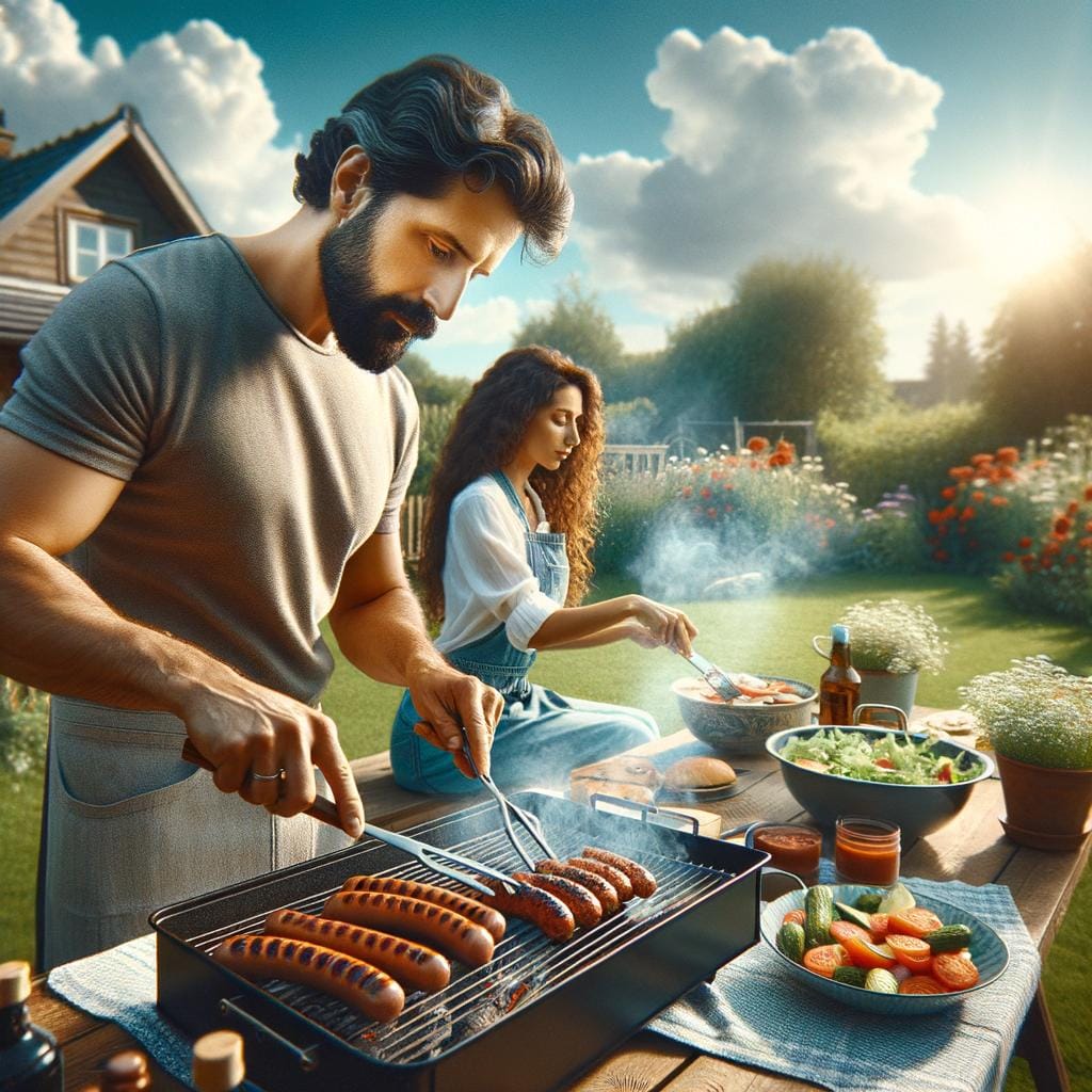Grilling Outdoors Enjoying summer vibes with grilling outdoors - perfect for BBQ enthusiasts