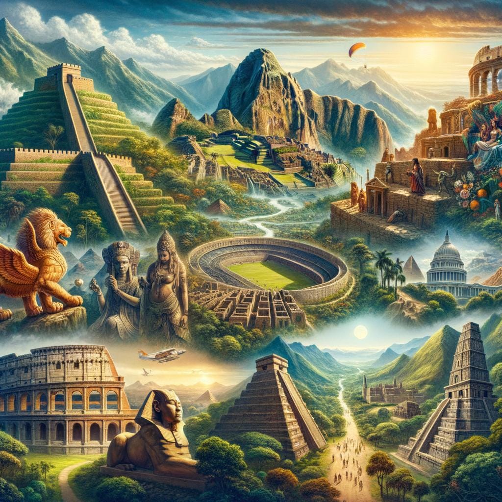 ancient ruins, cultural landmarks, historical monuments, and iconic architecture