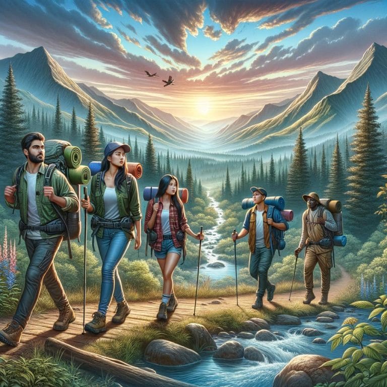 Long-Distance Hiking 15 Adventurer embarking on long-distance hiking journey through rugged terrain