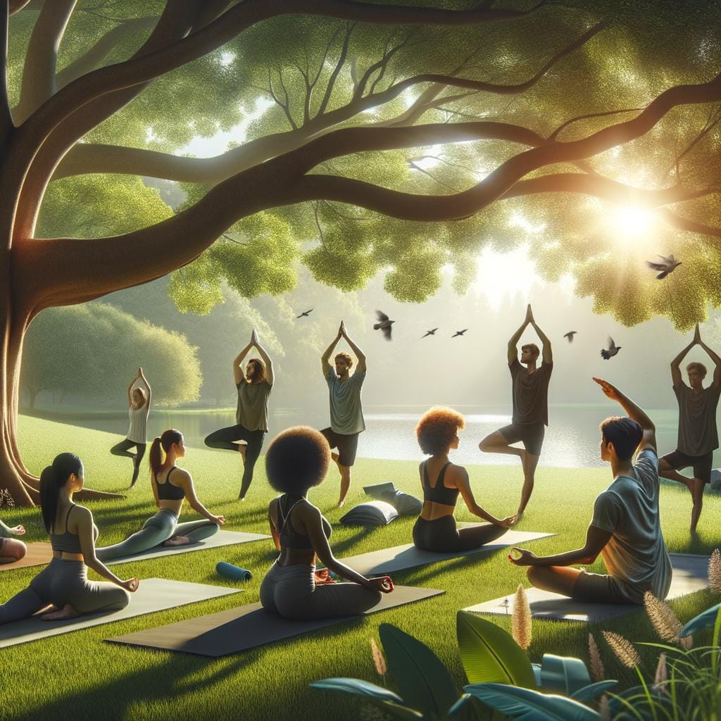 Outdoor Yoga 1 Enjoy fresh air and sunshine during outdoor yoga sessions in tranquil natural settings