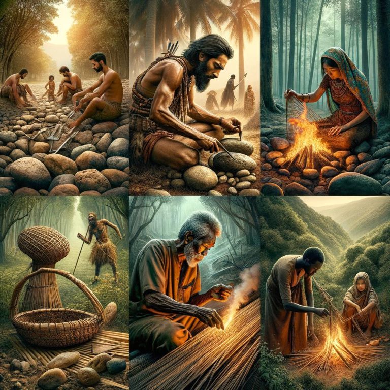 Survival bushcraft, fire starting, foraging, and shelter building techniques
