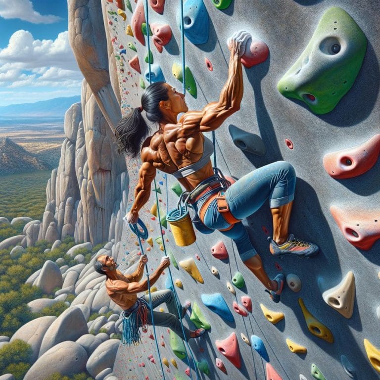 Sport Climbing 3 Athlete scaling challenging rock wall - Sport Climbing