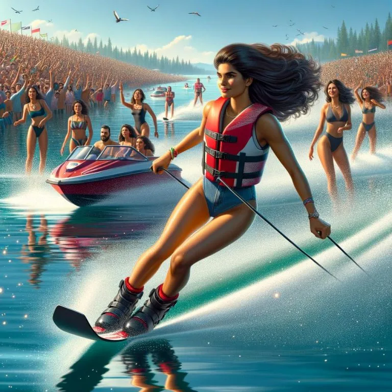 Exciting waterskiing action on a beautiful lake - WATERSKIING