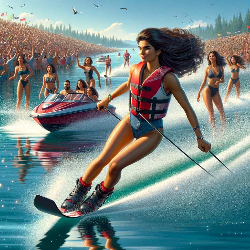 Exciting waterskiing action on a beautiful lake - WATERSKIING